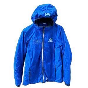 Helly Hansen Jacket Women L Hooded Insulated Puffer Blue Mammoth Recco Coat Zip